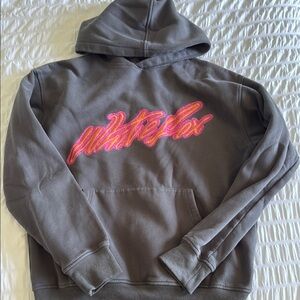 White Fox Boutique Gray Hoodie with Pink Logo